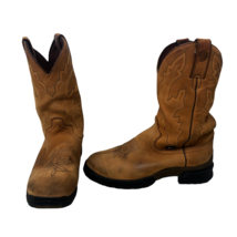 Justin George Strait Leather Western Boots Sz 6.5 B Round Toe L9017 Waterproof - £78.82 GBP