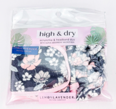 Lemon Lavender High Dry Scrunchie Headband Duo Super Absorbent Microfibe... - $7.95