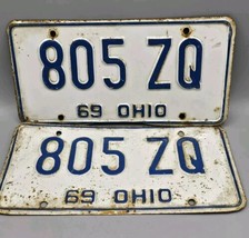 (2) Original Ohio 1969 License Plates 805 ZQ - $18.69