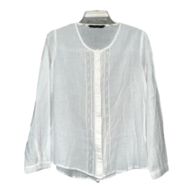 Zara Womens White Lace Button Long Sleeve Peasant Top Shirt Size Large - £10.21 GBP