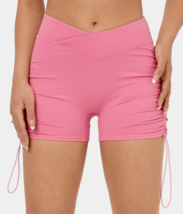 Halara Rose Crossover Side Ruched Toggle Yoga Active Shorts Size M - £11.77 GBP