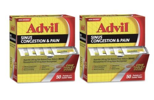 2  BOXES OF ADVIL SINUS CONGESTION & PAIN, 1/PK-50 PK/BOX - $60.99
