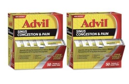 2  BOXES OF ADVIL SINUS CONGESTION &amp; PAIN, 1/PK-50 PK/BOX - £47.86 GBP