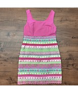 Vtg 80s Lilly Pulitzer Ribbon Striped Dress 6 Pink Embroidered Vacation ... - $66.92 CAD
