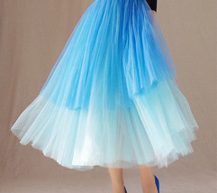 Blue Layered Tulle Skirt Women Custom Plus Size Puffy Tulle Skirt Outfit image 4