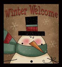 Primitive Wood Sign 844WW - Winter Welcome Snowman - £14.90 GBP