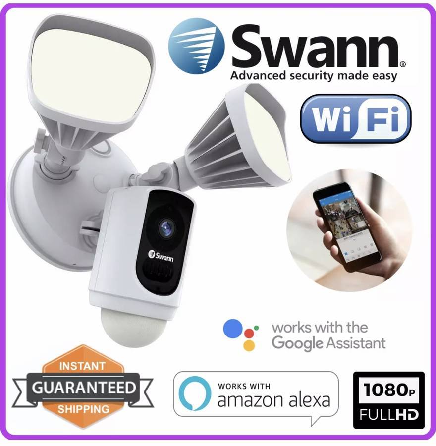 Swann Outdoor Wi-Fi Floodlight Camera Motion Activated, 2 Way Audio, Siren - $119.99