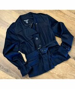Chelsea &amp; Theodore Sz 10 Dark Navy Deep Indigo Blue Jacket Belted Trench... - $29.70