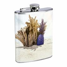 Beach Pineapple Hip Flask Stainless Steel 8 Oz Silver Drinking Whiskey Spirits E - £7.95 GBP