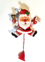 Santa Claus Pull String Animated Plastic Christmas Pin Brooch (1970&#39;s) - £14.88 GBP