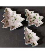 Vintage Ceramic Nesting Christmas Tree Candy Dishes 3pc Hand Painted Gla... - $32.43