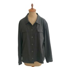 Chico&#39;s Shirt Jacket Women&#39;s Basic Charcoal Gray Button Up Synthetic Siz... - $18.50