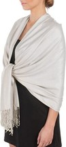 Off White - 78X28 2PLY Pashmina Solid Silk Shawl Wrap Cashmere Stole Scarf - £14.93 GBP