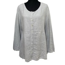 Cut Loose Gray Linen Boho Lagenlook Button Tunic Top Size Medium - $24.99