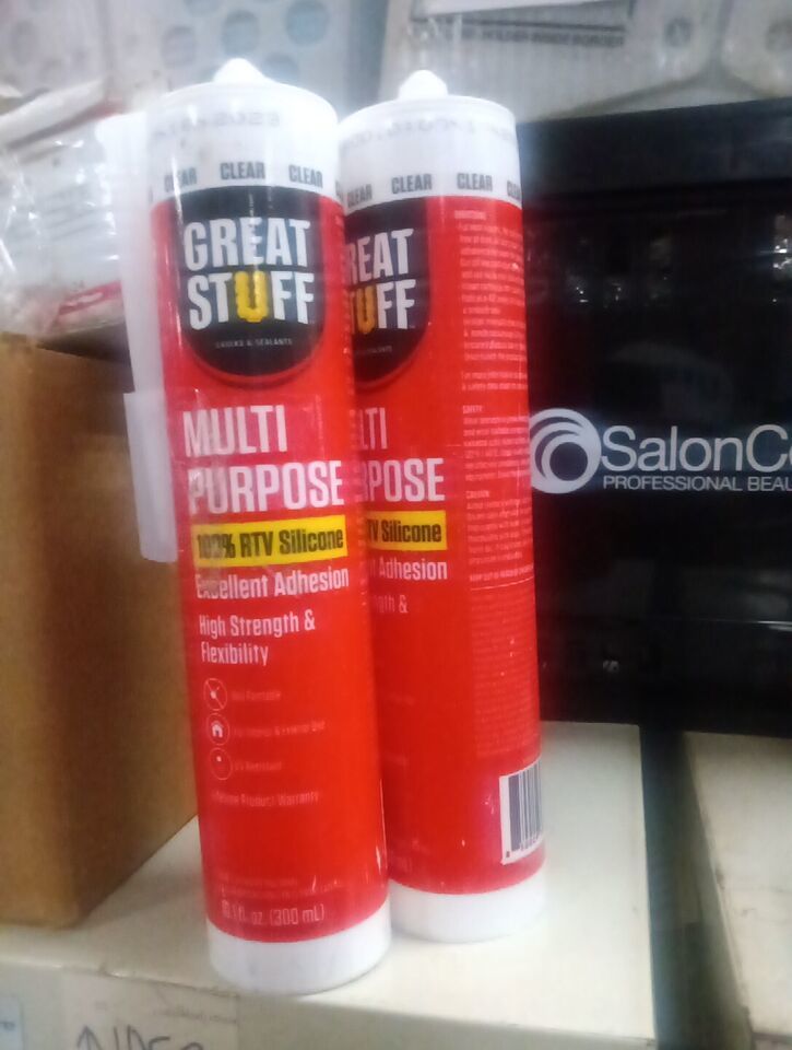 2pack, - GREAT STUFF 99ALLP3000  SILICONE CAULK, CLEAR, 10.1 OZ.    1061 - $17.04