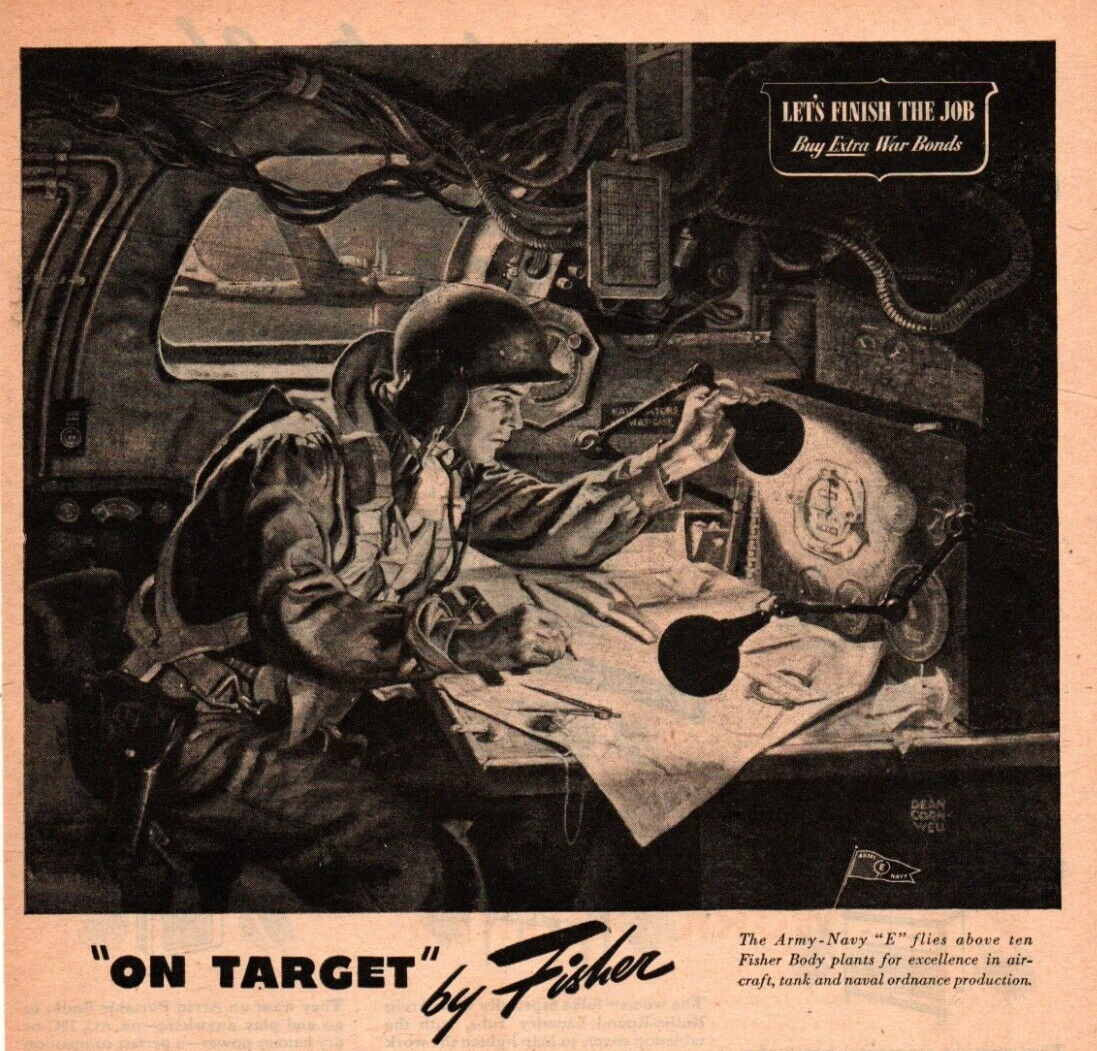 1940's on target by Fisher army navy E print ad war bonds  1Pa-fc2 - £7.46 GBP