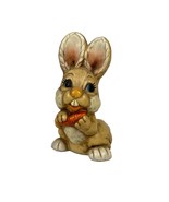 Vintage Ceramic Rabbit Bunny Figurine Holding Carrot Handmade Japan 6&quot; - $14.85