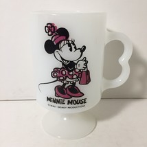 Walt Disney Productions White Milk Glass Cup Minnie Mouse Pedestal Footed Mug  - £13.99 GBP