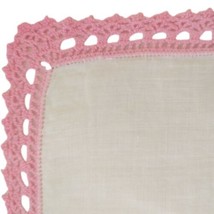 Vintage Crocheted Edge Handkerchief Hankie Pink Victorian Cottagecore Shabby  - £7.85 GBP