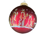 Jerusalem Red Manger  Glass 2.5 Glitter Ball Christmas Ornament - $8.55