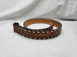 Dun Dee Leather Belt Stitching Embossing Size 28 Snaps For Buckle - $19.80