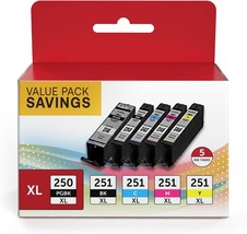  Compatible Ink Cartridges Replacement for Canon PGI 250XL Black and CLI - £31.56 GBP