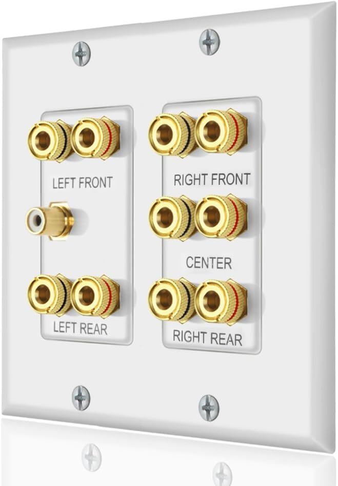 Home Theater 5.1 Surround Sound Distribution Wall Plate 10 Banana Bindin... - $30.93