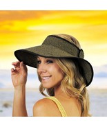 Roll Toyo Straw Braid Visor Black Tan Polyester Beach Cruise Cruise-wear OS - $372.45 MXN
