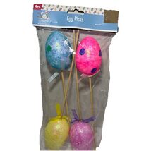 NEW Easter Egg Picks, Colorful Styrofoam Eggs On Sticks—4pc - $10.77