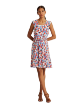 NEW  LAUREN RALPH LAUREN WHITE BLUE FLORAL FIT AND FLARE  DRESS SIZE 16 ... - $75.59