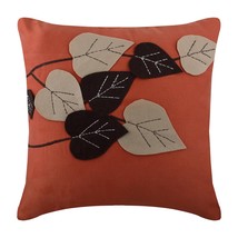 Orange Faux Suede Fabric 16&quot;x16&quot; Leaf Felt Applique Pillows Cover, Sprin... - $569.06 MXN+