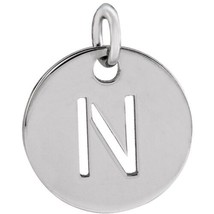 Precious Stars Unisex Sterling Silver Initial N Disc Pendant - £18.38 GBP
