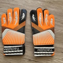 Soccer Goalie Gloves 4mm Anti Slip Latex Palm Grips Sz 7 Adult S/M Orange NEW - £11.94 GBP