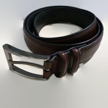 Brown Genuine Leather Belt Mens Silver Tone Buckle 42/105 Hand Crafted China - £9.33 GBP