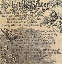 Little Sister Poem 1892 Victorian Art Woodcut Printing Ephemera DWY10B - £27.90 GBP