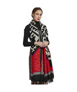 Anyyou Scarve 100% Pure Merino Wool Red Lattice Pattern Stylish Poncho W... - €74,78 EUR