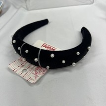 Scunci Black Velvet Headband With Pearls Head Band Thick COMBINE SHIP￼￼ - £3.34 GBP