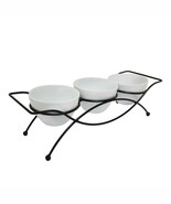 Porcelain Serving Bowl Set with Metal Rack - 4 Pcs. Appetizer Serving Bo... - $27.12 CAD
