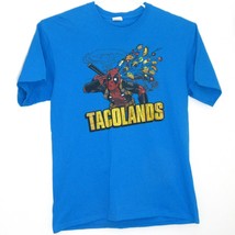 Tacolands Deadpool Taco Comic Borderlands Game Art Men&#39;s Blue T-Shirt Co... - $48.00