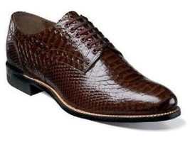 Stacy Adams Madison Anaconda Print Leather Mens Shoes Brown Biscuit  00055-200 - £101.02 GBP