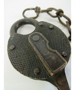 railroad padlock RARE vintage MILLER obselete large lock chain BRASS R.R... - $98.99