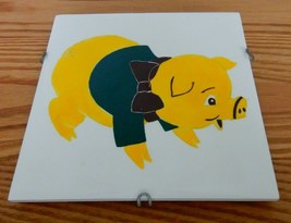 Cute vintage Wheeling Cushion hand painted fancy pig trivet wall hanging... - $15.00