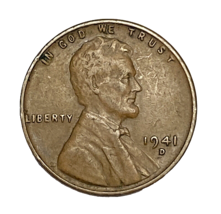 1941 D Lincoln Wheat Cent US Coin Penny - $1.10