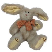 Ty Attic Treasures Brown Easter Bunny Rabbit Bow Jointed Stuffed Animal 9&quot; - £31.64 GBP