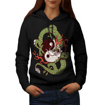 Wellcoda Dragon Yin Yang Art Womens Hoodie, China Casual Hooded Sweatshirt - £28.59 GBP