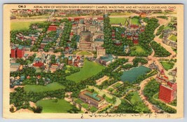 Postcard Aerial View Of Western Reserve University Campus Wade Park Cleveland OH - £3.59 GBP
