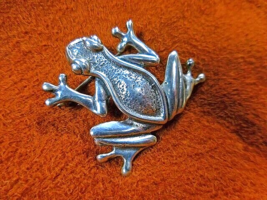 Vintage Taxco Mexico Sterling Silver Tree Frog Brooch Signed - £34.27 GBP