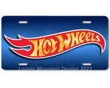 Hot Wheels Fiery Inspired Art on Blue FLAT Aluminum Novelty License Tag ... - £14.34 GBP
