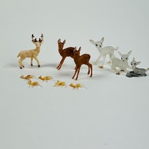 Vintage lot of 10 Plastic Deer Figurine With Fawns Buck Train Platform A... - $18.99