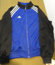 NEW DESIGNER ADIDAS MOCKNECK FULL ZIP COBALT AND BLACK SOCCER JACKET OTC... - $30.09